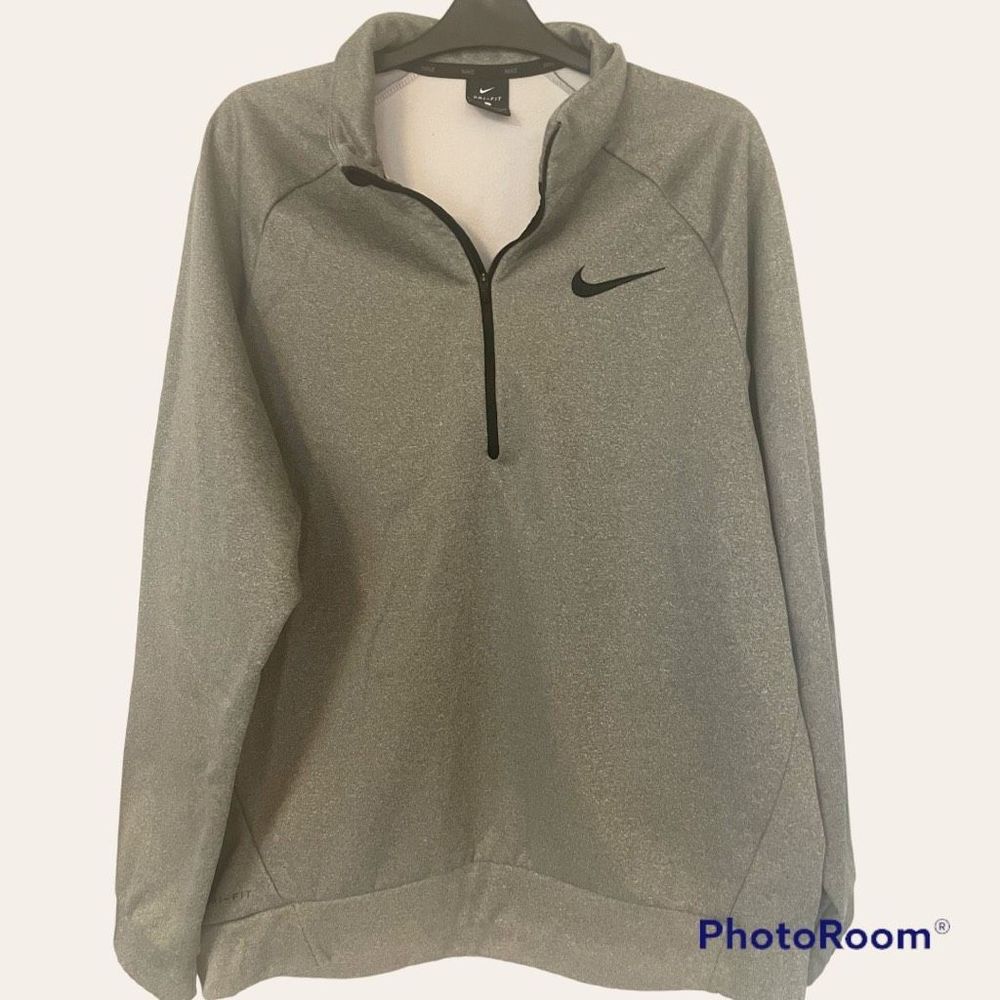Nike Dri-Fit Mens 1/4 Zip Pullover Top Gray XL EUC